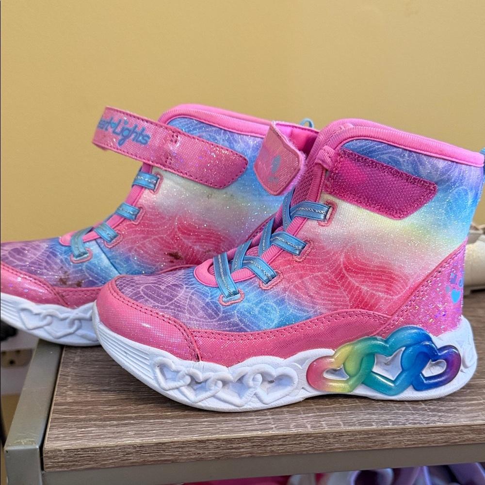 Skechers Pink Multicolor Light-Up High-Top Sneakers